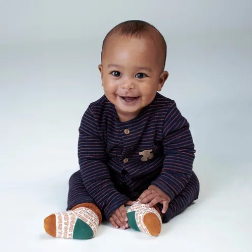 Babygrow de bebé às riscas Blue azul marinho
