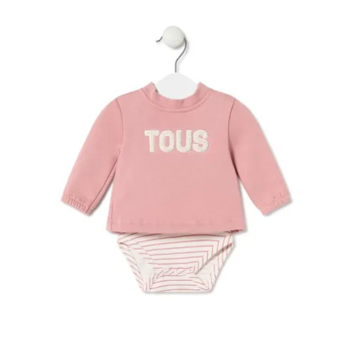 Body de bebé com camisola Classic cor-de-rosa
