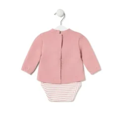 Body de bebé com camisola Classic cor-de-rosa