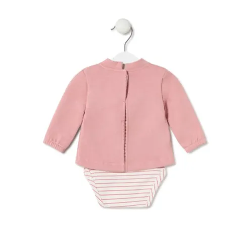 Body de bebé com camisola Classic cor-de-rosa