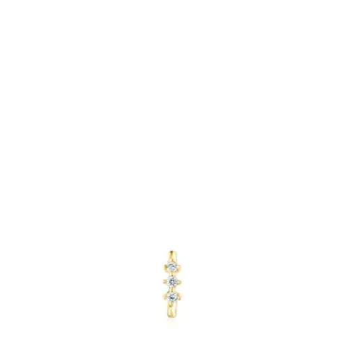 Brinco argola pequena tira em ouro e diamantes Les Classiques