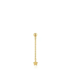 Brinco comprido individual banhado a ouro de 18 K sobre prata TOUS Grain