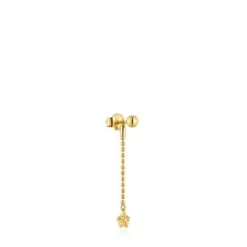 Brinco comprido individual banhado a ouro de 18 K sobre prata TOUS Grain
