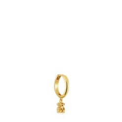 Brinco de argola individual curto banhados a ouro de 18 K sobre prata e motivo urso TOUS Grain