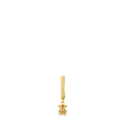 Brinco de argola individual curto banhados a ouro de 18 K sobre prata e motivo urso TOUS Grain