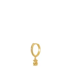 Brinco de argola individual curto banhados a ouro de 18 K sobre prata e motivo urso TOUS Grain