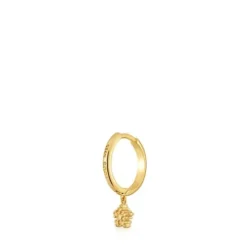 Brinco de argola individual curto banhados a ouro de 18 K sobre prata e motivo estrela TOUS Grain