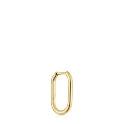 Brinco individual de argola oval banhado a ouro 18 K sobre prata 17 mm Basics