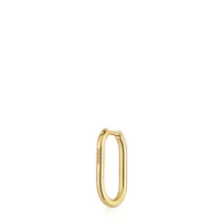 Brinco individual de argola oval banhado a ouro 18 K sobre prata 17 mm Basics