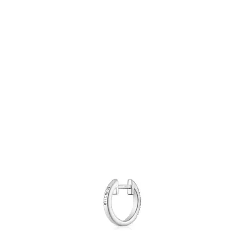 Brinco individual de argola curto em ouro branco com diamantes 8,5 mm Les Classiques
