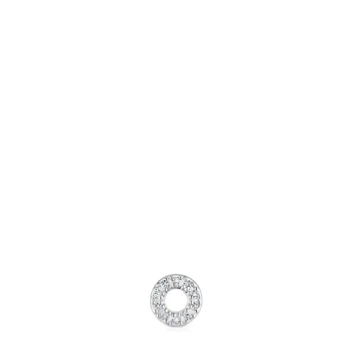 Brinco solto círculo pequeno em ouro branco com diamantes TOUS Grain