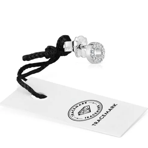 Brinco solto círculo pequeno em ouro branco com diamantes TOUS Grain