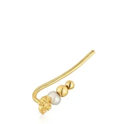 Brinco trepador banhado a ouro de 18 K sobre prata e pérola cultivada TOUS Grain