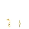 Brincos argola Bent em ouro com diamantes