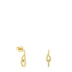 Brincos argola Bent em ouro com diamantes
