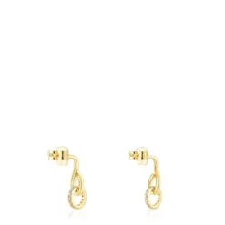 Brincos argola Bent em ouro com diamantes
