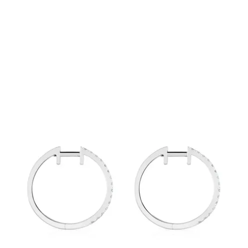 Brincos argola curtos em ouro branco com diamantes de 14,5 mm Les Classiques