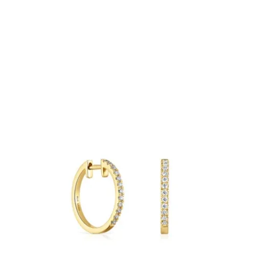Brincos argola curtos em ouro com diamantes de 12,5 mm Les Classiques