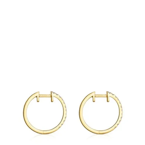 Brincos argola curtos em ouro com diamantes de 12,5 mm Les Classiques