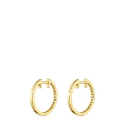 Brincos argola curtos em ouro com diamantes de 12,5 mm Les Classiques