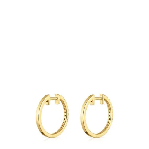 Brincos argola curtos em ouro com diamantes de 12,5 mm Les Classiques
