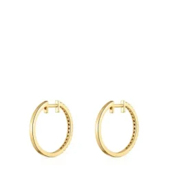 Brincos argola curtos em ouro com diamantes de 14,5 mm Les Classiques