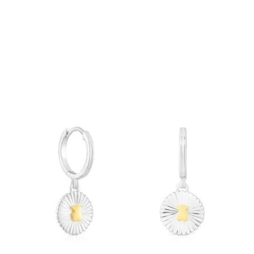 Brincos argola em prata e prata vermeil urso Iris Motif