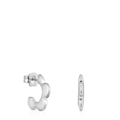 Brincos argola em prata flor Bold Motif