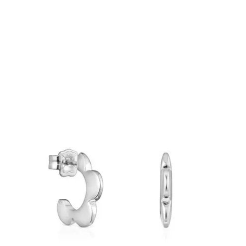 Brincos argola em prata flor Bold Motif