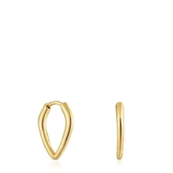 Brincos banhados a ouro de 18 K sobre prata curtos com argola espinho Basics