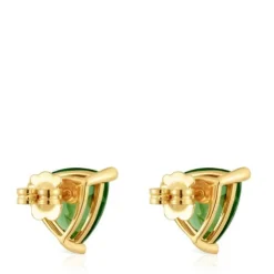 Brincos banhados a ouro de 18 K sobre prata e espinélio verde criado em laboratório TOUS Color LGG