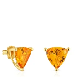 Brincos banhados a ouro de 18 K sobre prata e citrino criado em laboratório TOUS Color LGG