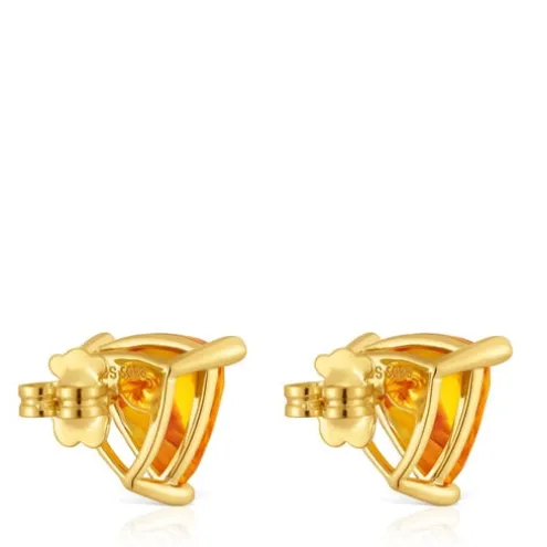Brincos banhados a ouro de 18 K sobre prata e citrino criado em laboratório TOUS Color LGG