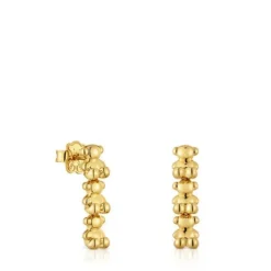 Brincos compridos banhados a ouro de 18 K sobre prata com motivos urso Bold Bear