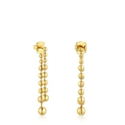 Brincos compridos duplos banhados a ouro de 18 K sobre prata Gloss