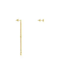 Brincos curto/comprido banhados a ouro de 18 K sobre prata Bold Motif