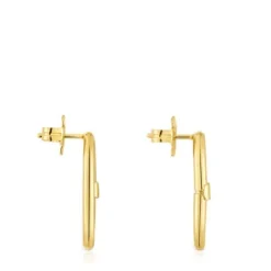 Brincos curtos banhados a ouro de 18 K sobre prata Hold Oval