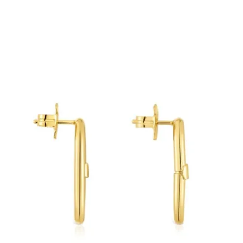 Brincos curtos banhados a ouro de 18 K sobre prata Hold Oval