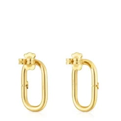 Brincos curtos banhados a ouro de 18 K sobre prata Hold Oval