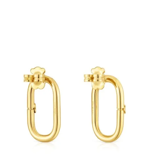 Brincos curtos banhados a ouro de 18 K sobre prata Hold Oval