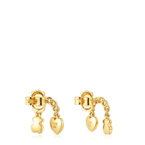 Brincos curtos banhados a ouro de 18 K sobre prata e motivos Bold Motif