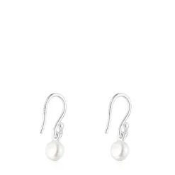 Brincos curtos Icon Pearl em Prata e Pérola