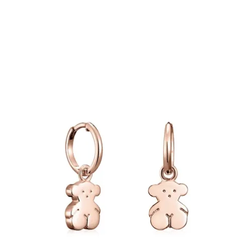 Brincos curtos Sweet Dolls urso em Prata vermeil rosa