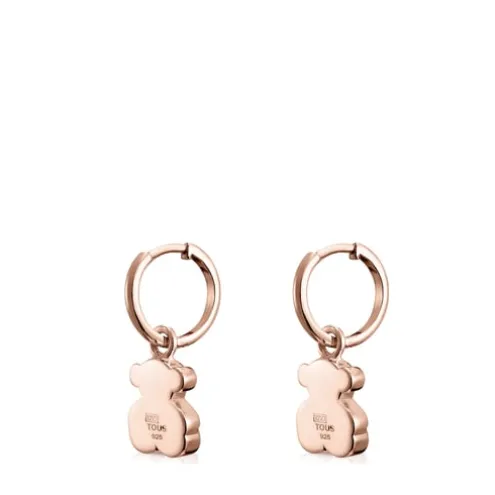 Brincos curtos Sweet Dolls urso em Prata vermeil rosa