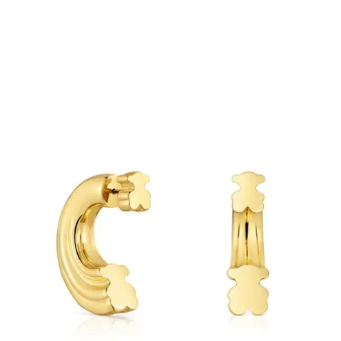 Brincos de argola banhados a ouro de 18 K sobre prata e motivo urso TOUS 1950