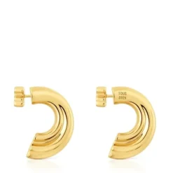 Brincos de argola banhados a ouro de 18 K sobre prata e motivo urso TOUS 1950