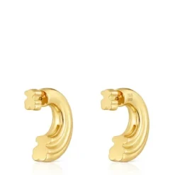 Brincos de argola banhados a ouro de 18 K sobre prata e motivo urso TOUS 1950
