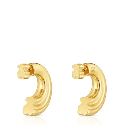Brincos de argola banhados a ouro de 18 K sobre prata e motivo urso TOUS 1950