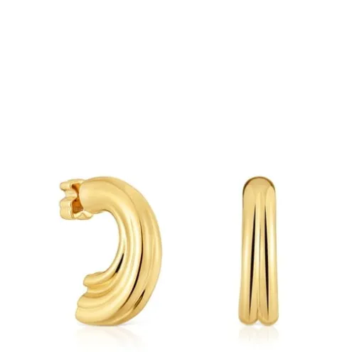 Brincos de argola banhados a ouro de 18 K sobre prata e motivo urso TOUS 1950
