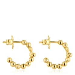 Brincos de argola banhados a ouro de 18 K sobre prata e motivo urso Gloss